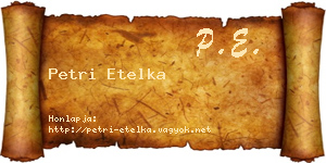 Petri Etelka névjegykártya